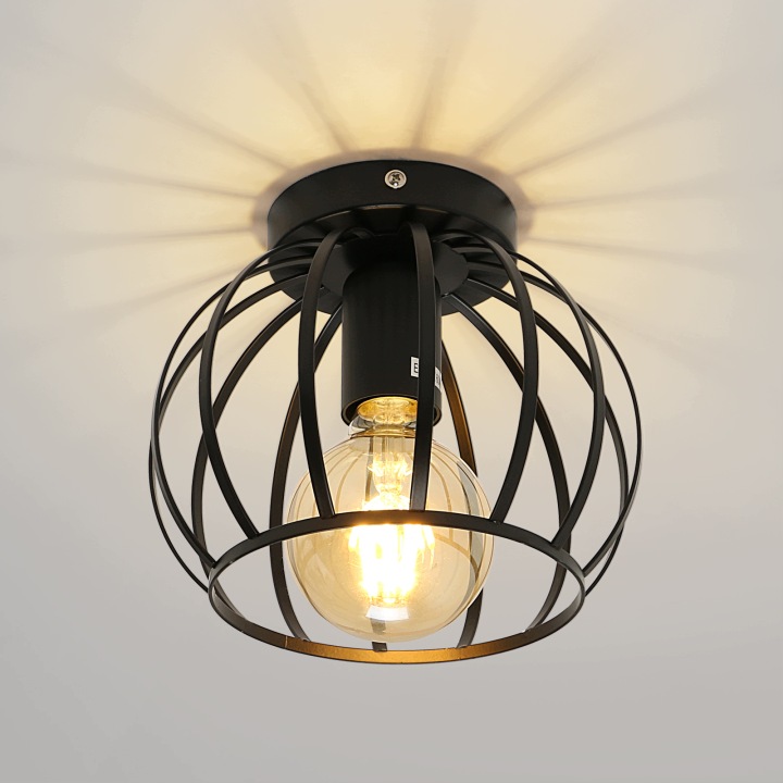 Stropní svítidlo E27 černá závěsná lampa do obývacího pokoje, ložnice 19 cm