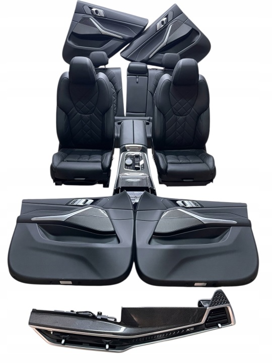 Sedili TUNEL PANNELLI PORTA PORTIERA pelle, in pelle nero + CARBON BMW X5 G05 LCI IDEAL EU