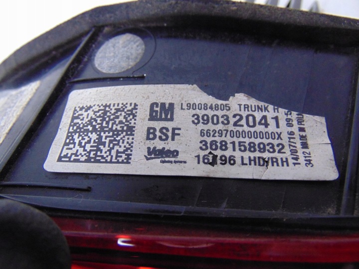 13427509 39032041 Notranja zadnja svetilka desno OPEL ASTRA K 13
