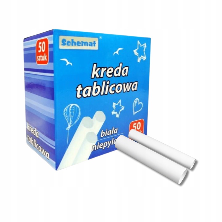 Крейда для дошки шкільна для асфальту упаковка 50 шт. біла SCHEMAT безпилова — фото 5