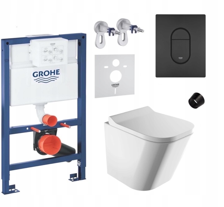 7v1 Podomítkový Wc set, rám Grohe, Wc mísa Omnires, tlačítko fresh