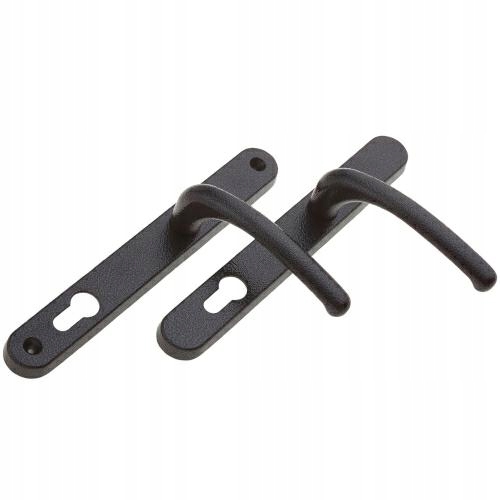 Klika pro vchodové dveře na vložku, dlouhý štítek 243x32 mm, černá, antická