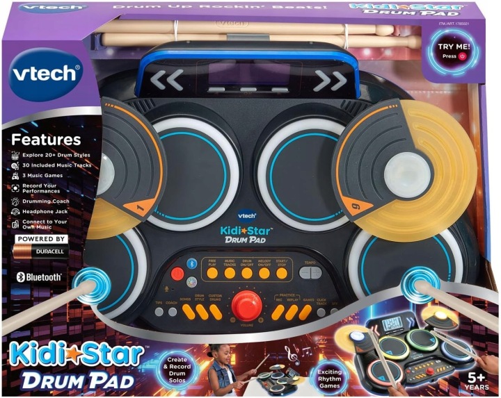 VTECH Kidi Star Drum Pad Барабанна установка чорна (Англійська Версія) — фото 5