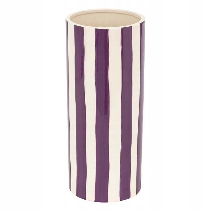 Fioletowo-biały Duży wazon NA KWIATY ROŚLINY W paski Ceramika 30 cm Bukiety