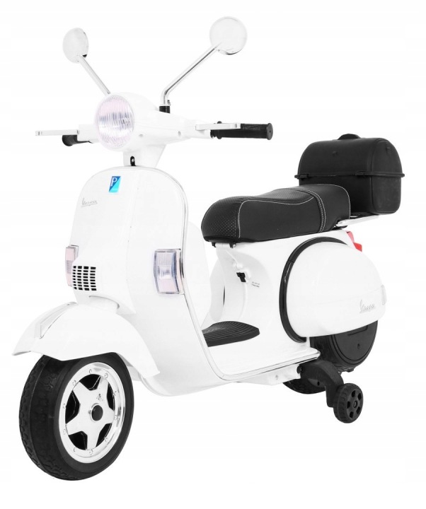 Скутер Vespa електричний для дітей Білий Колеса допоміжне Аудіо