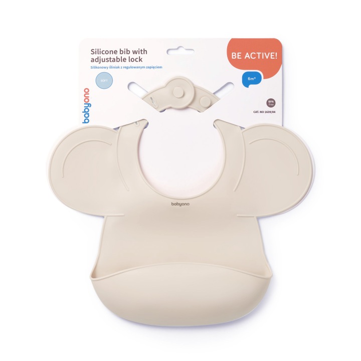 Силіконовий слинявчик з регульованим застібкою Babyono 1639/04 бежевий — фото 2