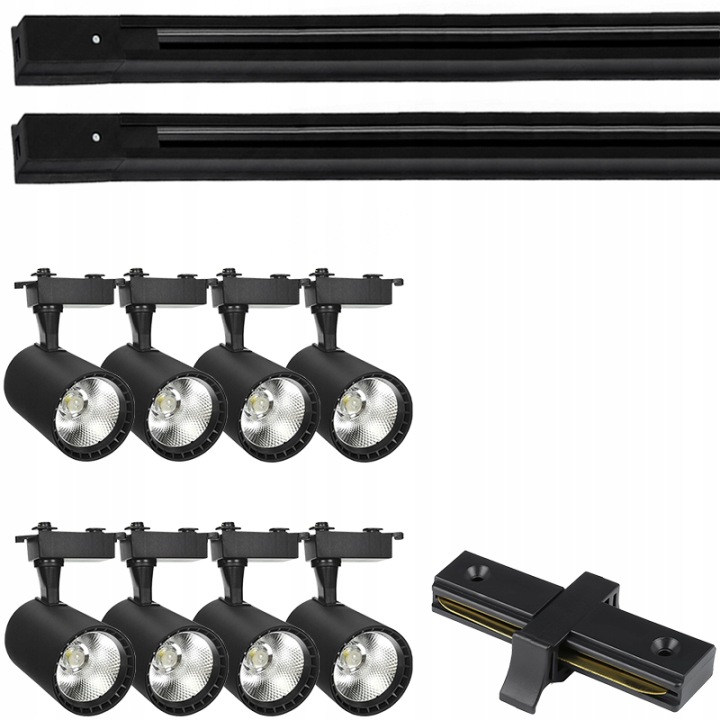 8X Led Kolejnicový Reflektor S Nastavitelným Stropním Svítidlem Kabel
