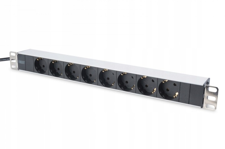 Zásuvková lišta Pdu 19" Rack 8xSchuko, 2m kabel, 1xSchuko, 16A, hliníková