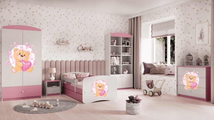 Ліжко babydreams рожеве ведмедик метелики з шухлядою без матраца 140/70 — фото 7