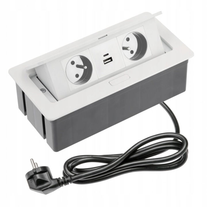 Lišta Prodlužovací Kabel Stolní Zapuštěná 2x Usb A+c Soft Kabel Bílá Gtv