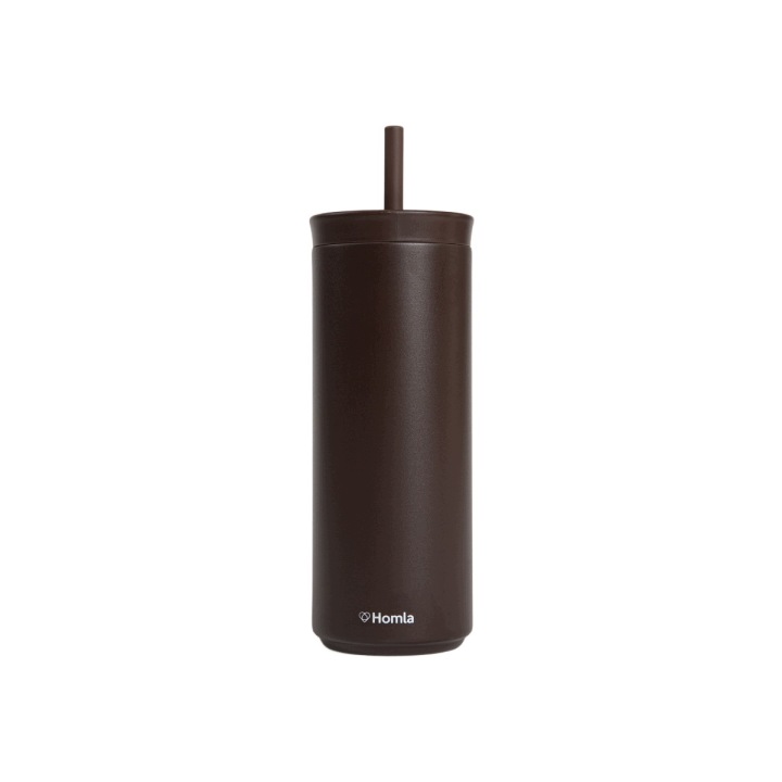 Termohrnek Cocoa s brčkem, hnědý, 500 ml Homla