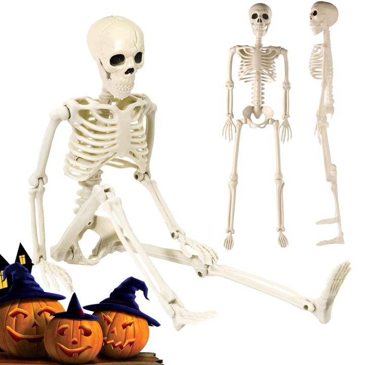 Lidská kostra Pohyblivá dekorace na Halloween 90 cm do zahrady a domu Bedee