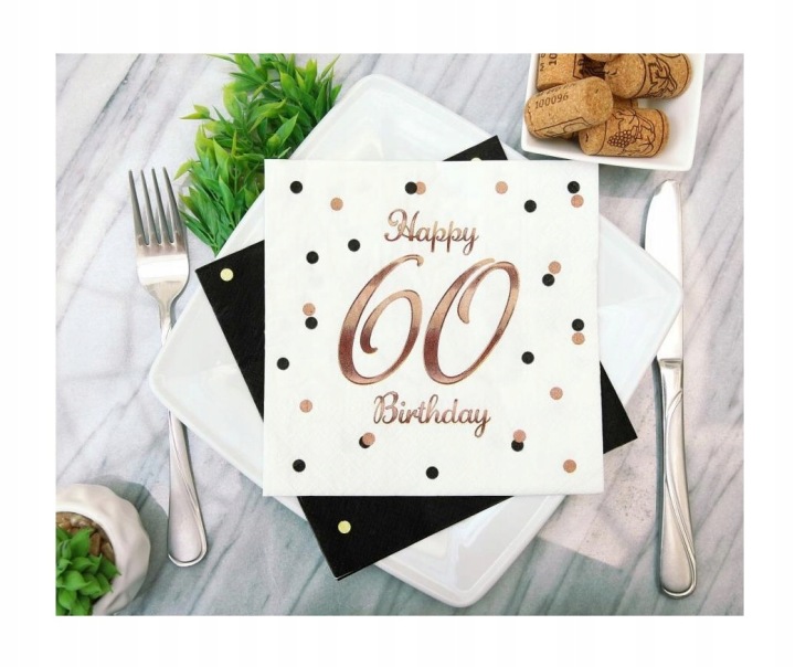 Серветки 60 День народження рожеве золото Рожеве золото Happy Birthday 33x33 см 20 шт. — фото 3