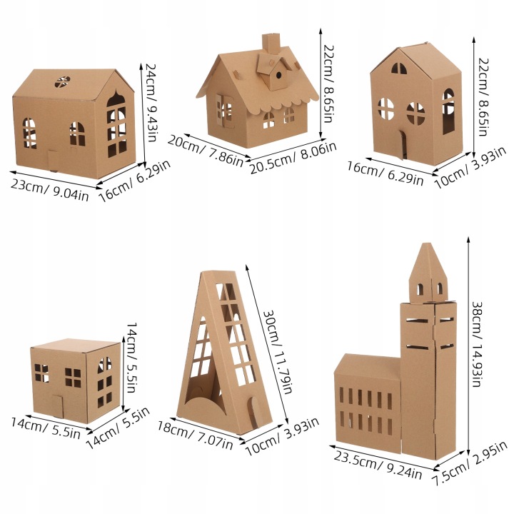 6 шт. Міцний Paper Cardboard House Набір для дітей Arts and Рукоділля — фото 14