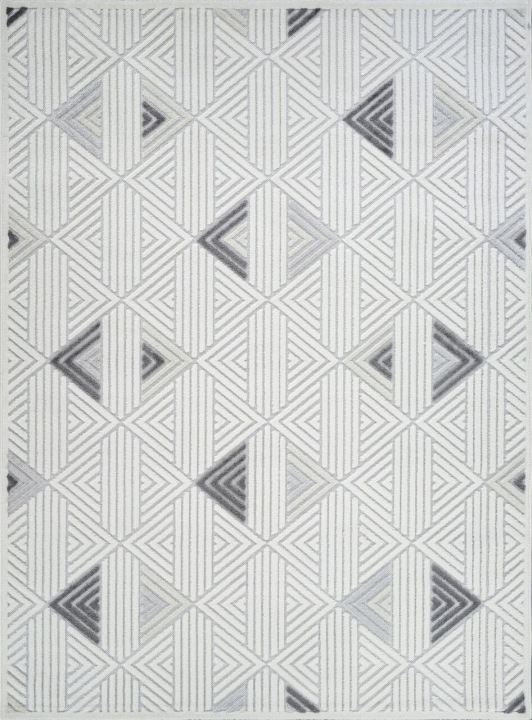 Koberec Boho 80x150 cm do obývacího pokoje, měkký krémově šedý vzor s 3D efektem