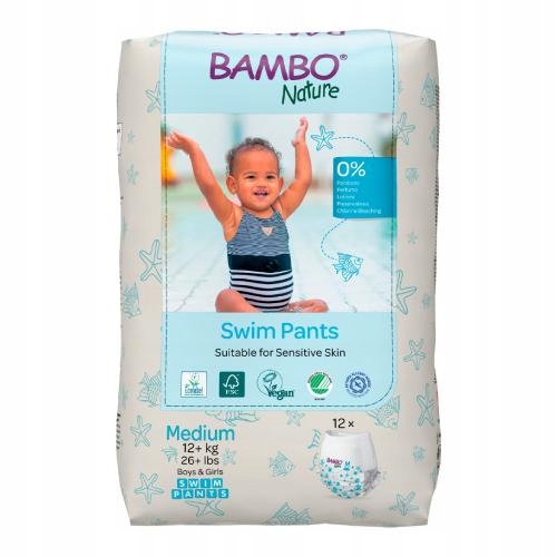 Підгузки для плавання для дітей Bambo Nature (12+ кг, 12 шт.)