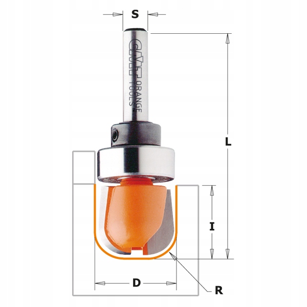 Cmt 751.002.11B Fréza Hm D=19 I=16 R=6,4 S=6 horní ložisko