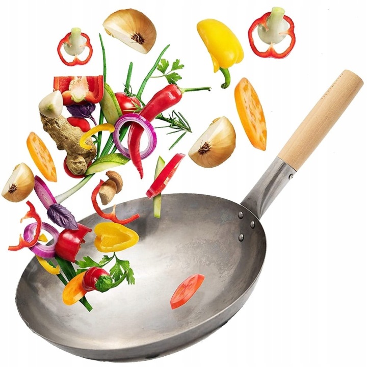 Čínská pánev wok ručně kovaná z uhlíkové Ocel , průměr 15 palců, 38 Cm Proorient