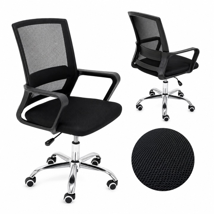 Kancelářská otočná židle Ergonomická síťka Mesh Ventilovaná Černá do kanceláře