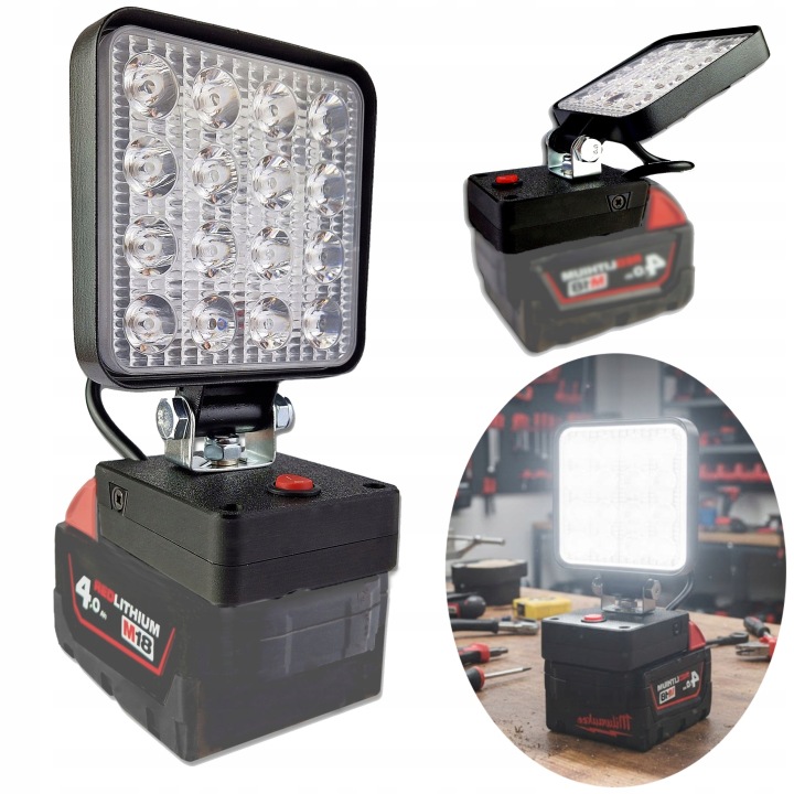 Pracovní lampa pro Milwaukee halogen Led na akumulátor adaptér baterie 6000K