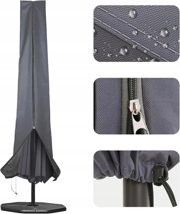 Zahradní potah na slunečník 174 x 35 x 174 cm šedý