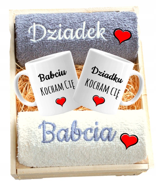 dárek pro Babičku A Dědečka – ručníky, výšivka a hrnky