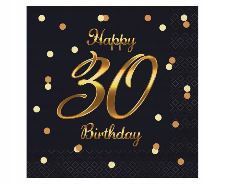 Серветки Чорні Happy Birthday 30 На день народження 20 zt