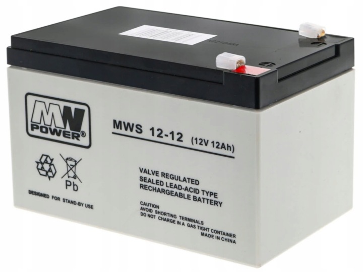 Акумулятор MW Power MWS 12-12 12 В 12 Аг для систем сигнальних іграшок машинок — фото 3