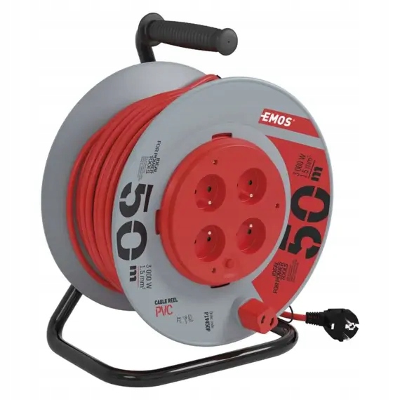 Emos kabel 230V prodlužovací 50m/4Z Pvc 3*1,5mm, buben s pevným středem P19