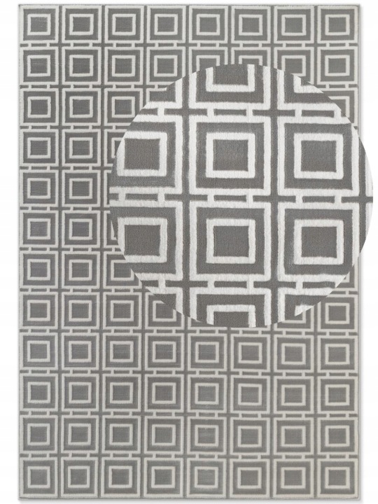 Koberec plyšový do obývacího pokoje 120 x 170 cm, moderní vzor šedo krémový