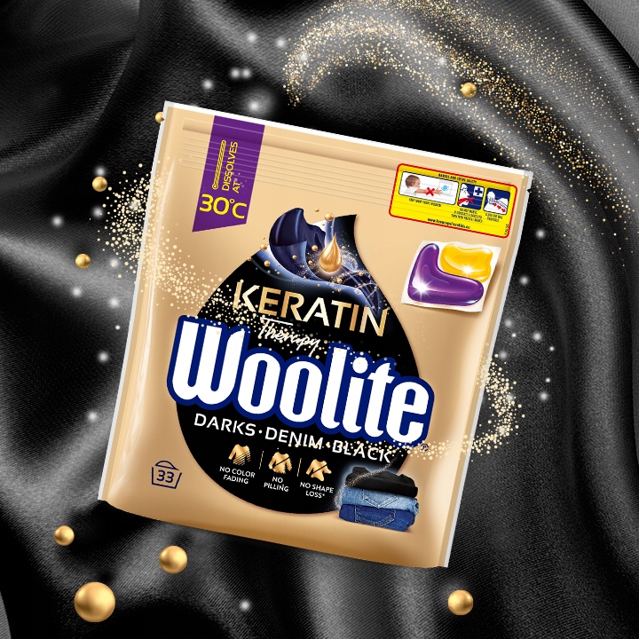 Woolite Капсули з Кератином Мікс для Прання Колір Темний Чорний Джинс 2x33 шт. — фото 7