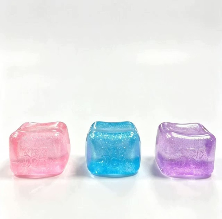 NeeDoh сквіш Сенсорний сквіш кубик Глітер Glow Solid Рожевий — фото 4