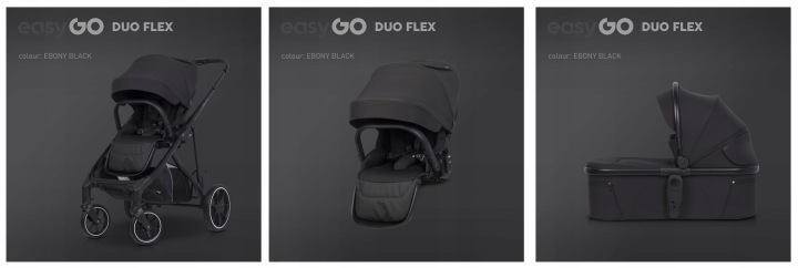 Візок дитячий EasyGo Duoflex 2 сидіння 2 люльки Рік Після Року Чорний — фото 10