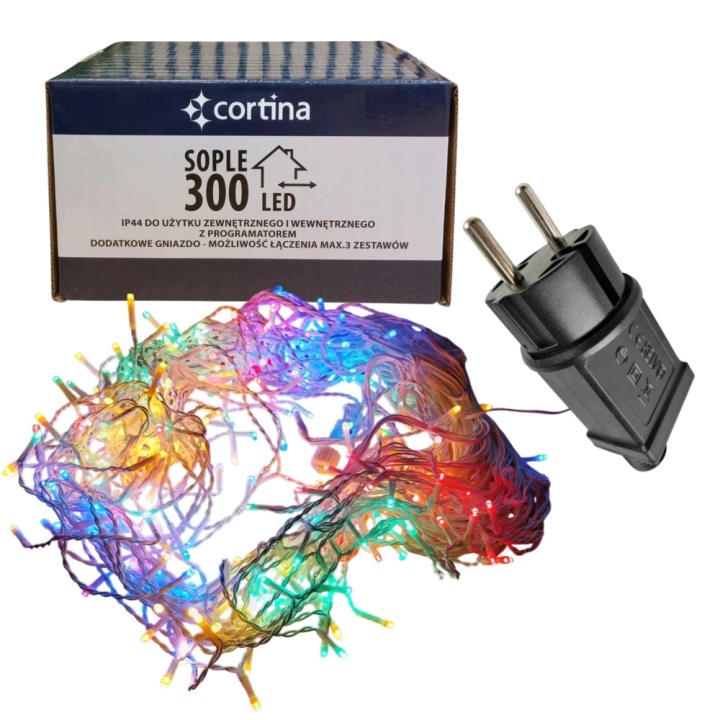 Vánoční Osvětlení Na Stromeček Sople 300LED Venkovní Sople Multicolor Funkce Programy