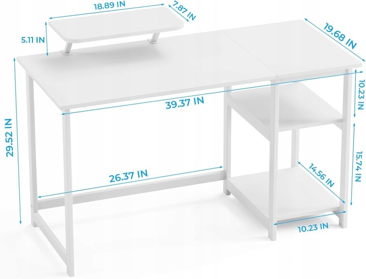Počítačový Stůl 100 CM, Stojan Na Monitor, Bílý
