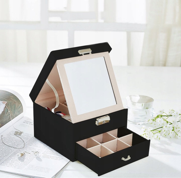 CASKET JEWELRY CASE KEY BOX MIRROR ORGANIZER Brand click4TOYS