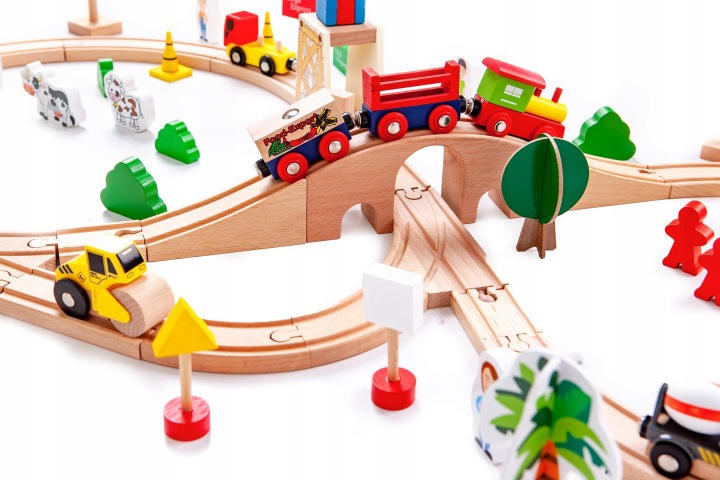 Дерев'яний потяг залізниця 74 елементи ECOTOYS — фото 8