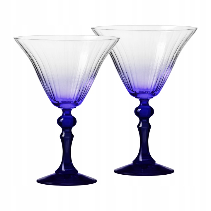 Stínované skleničky Krosno na martini Bubble s modrou nožkou 170 ml 2ks
