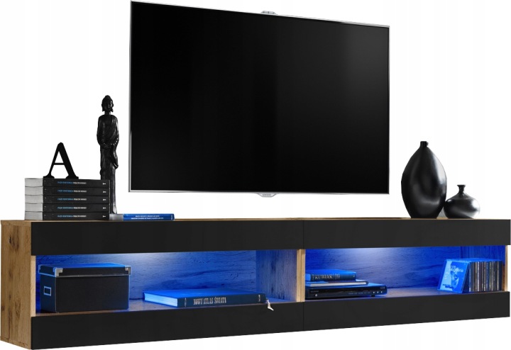 Sada nábytku Rtv Tivoli SET4 Dub Wotan/Černá, Modré Led
