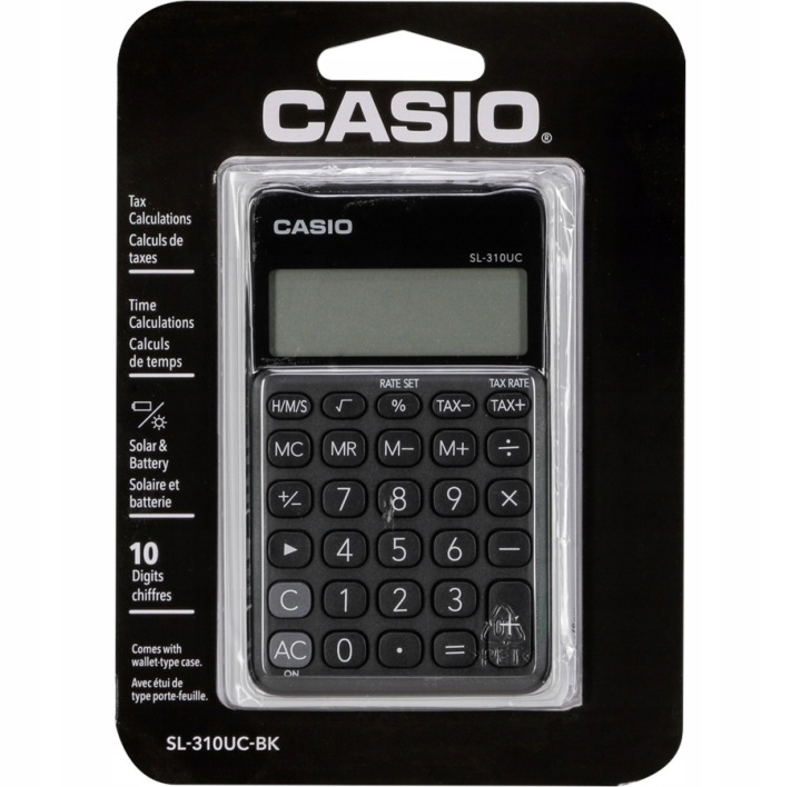 CASIO калькулятор кишеньковий SL-310UC-BK чорний, 10 цифровий дисплей