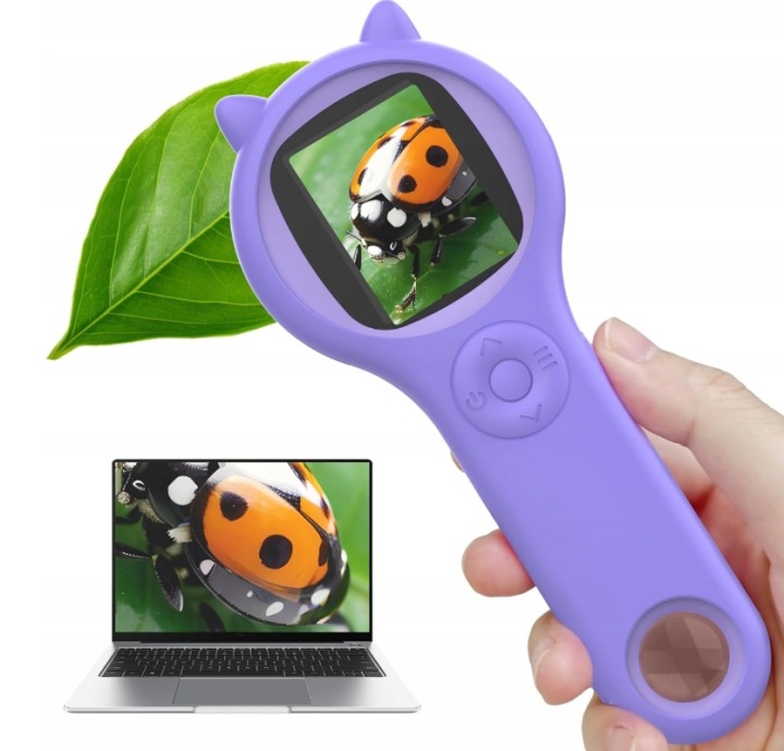 Мікроскоп для дітей з екраном IPS 2,4", збільшення 1000X, 8 вогнів LED — фото 7