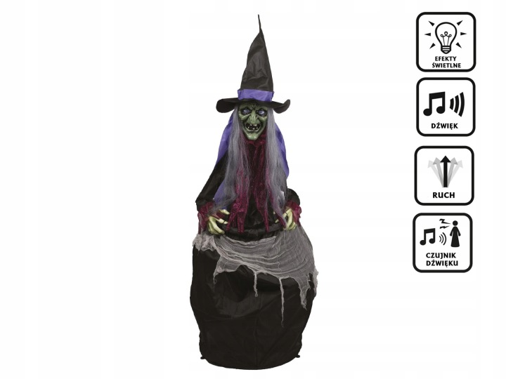 Dekorace čarodějnice v kotli Halloween Čarodějnice
