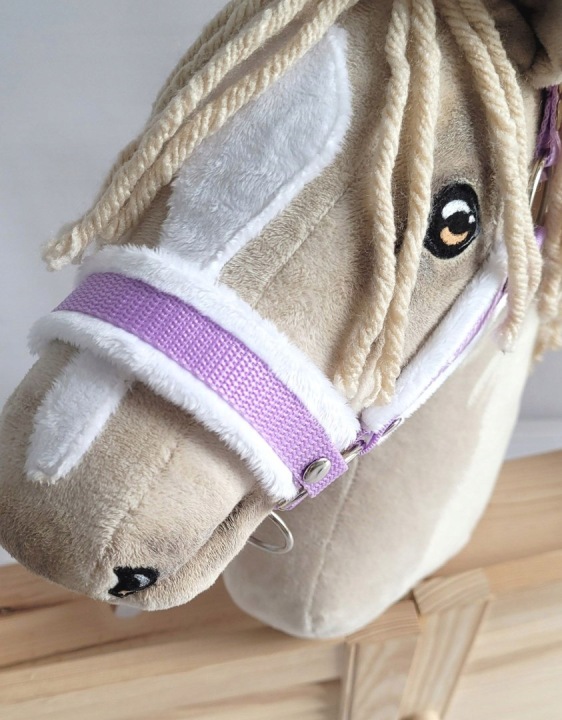 Недоуздок регульований для коня Hobby Horse A3 фіолетовий з білим хутром — фото 3