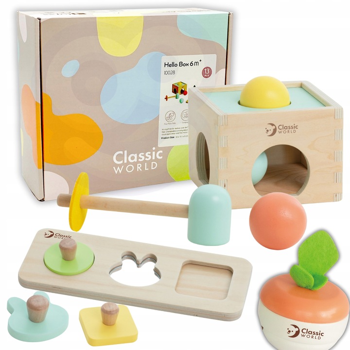 EDUKACYJNY BOX NIEMOWLĄT MONTESSORI BABYSHOWER PREZENT 6 ms + CLASSIC WORLD