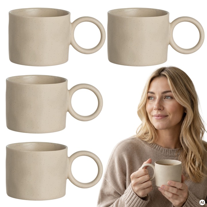 Komplet Hrnků na čajovou kávu Set 4 kusů ozdobný hrnek Porcelán 400 ml