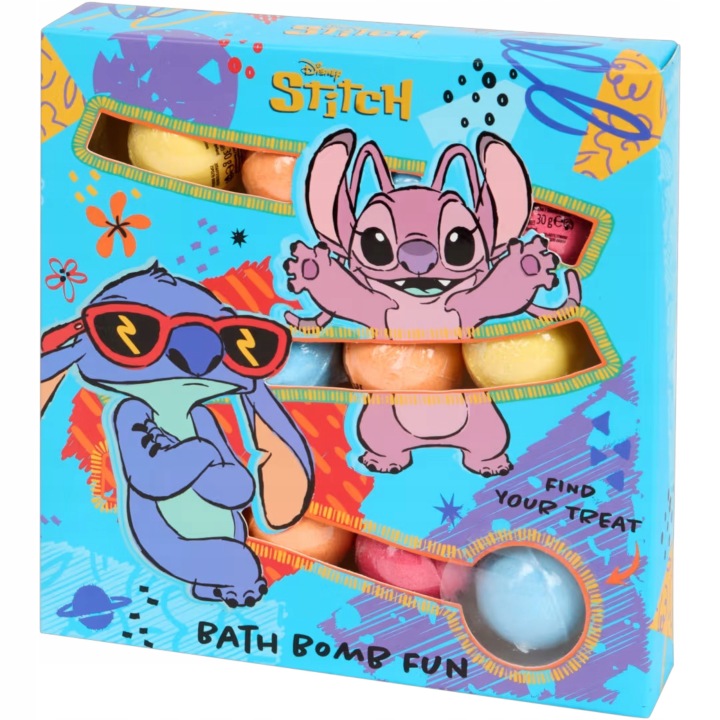 Кулі шипучі для купання ванни набір для дітей Disney Stitch 12 x 30 г