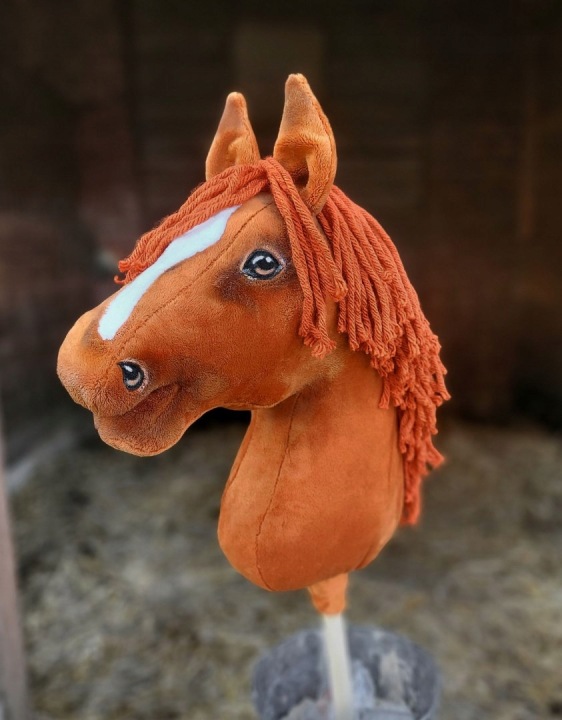 Hobby Horse A3 великий кінь на палиці Преміум каштан руда грива вручну пошитий — фото 4