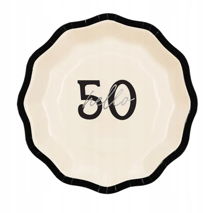 Тарілочки паперові HELLO 50 на день народження 18 см 6 шт. PARTYDECO