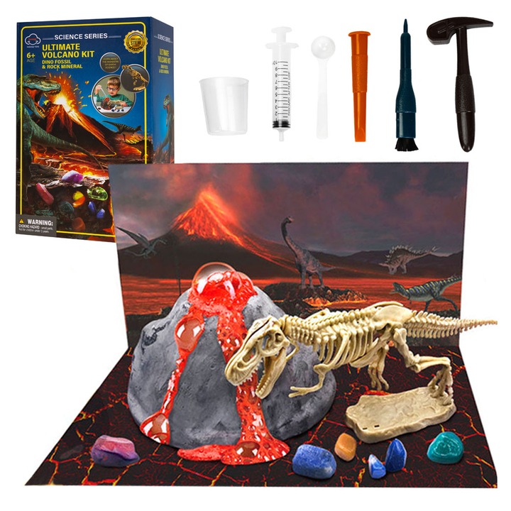 VOLCANO EXCAVATION 2IN1 EXPERIMENT VOLCANIC ERUPTION DINOSAUR TO ASSEMBLE