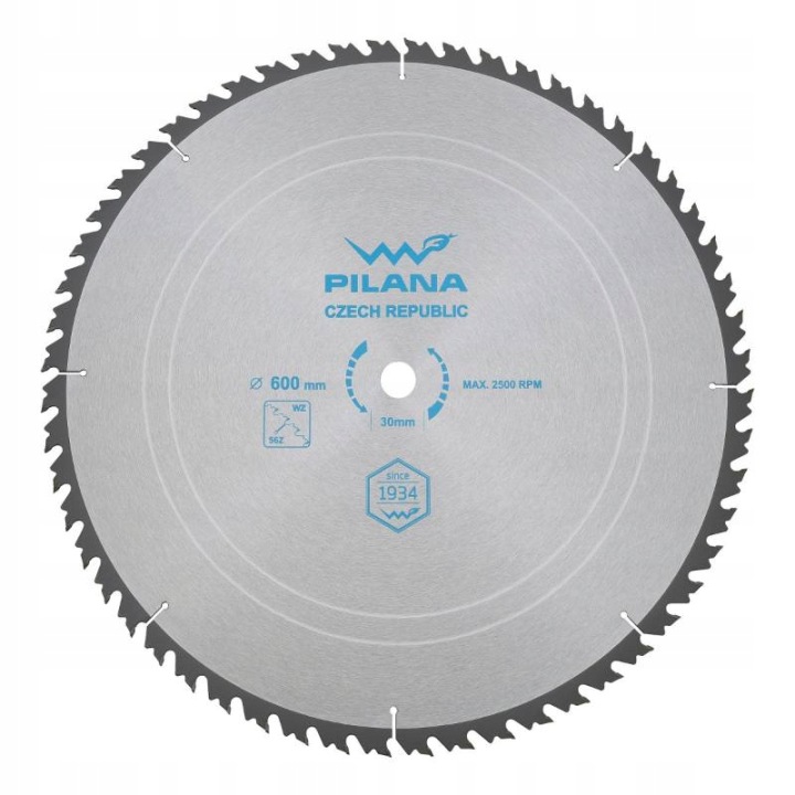 Kotouč pilový na dřevo Tct 600 x 3 x 30 mm, 56 zubů, Pilana